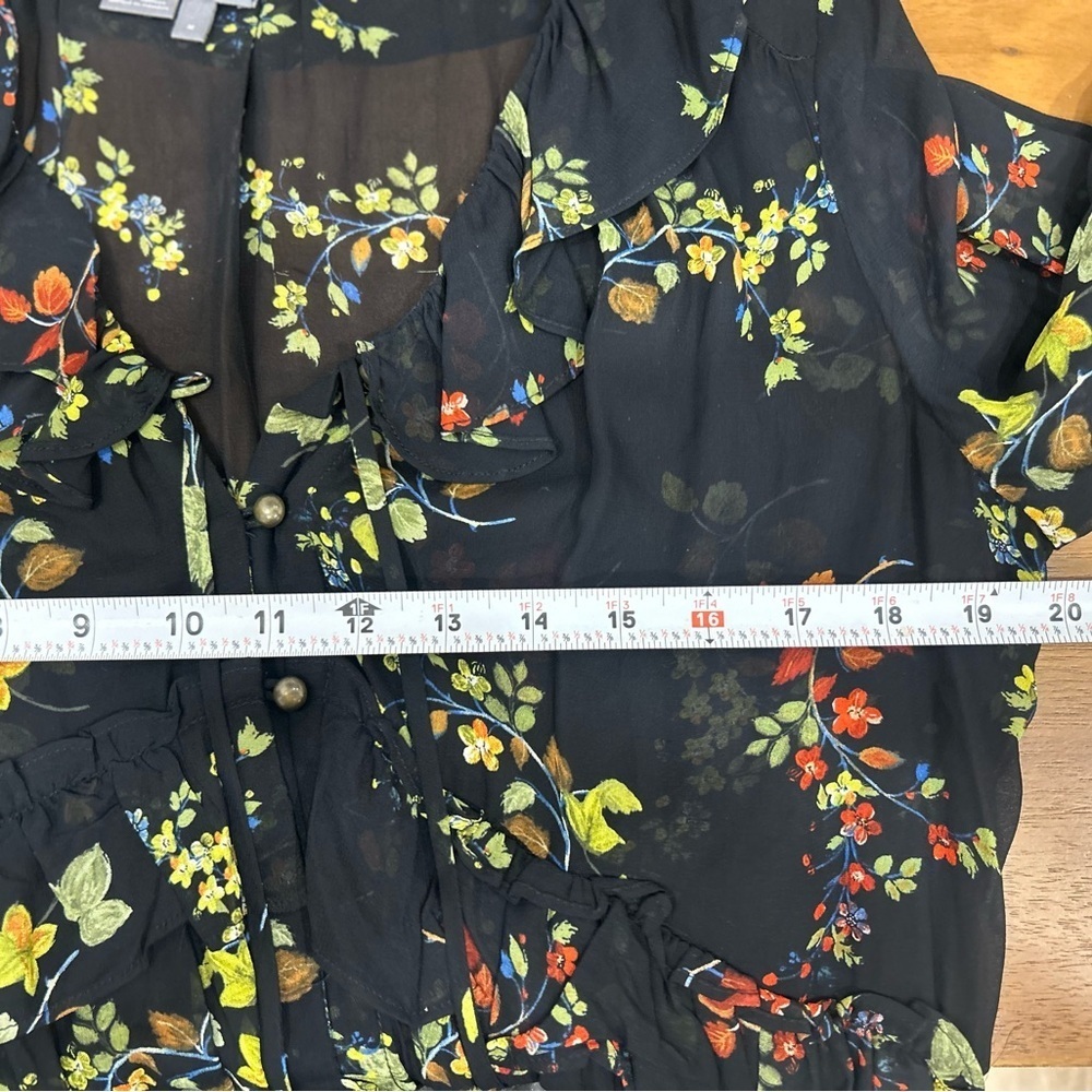 Anthropologie Jamison Black Floral Sheer Tunic Whimsigoth feminine romantic boho - Picture 6 of 6